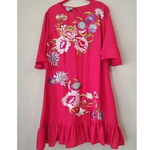 NWT Sz 16 Asos Curve Embroidered Mini Skater Dress